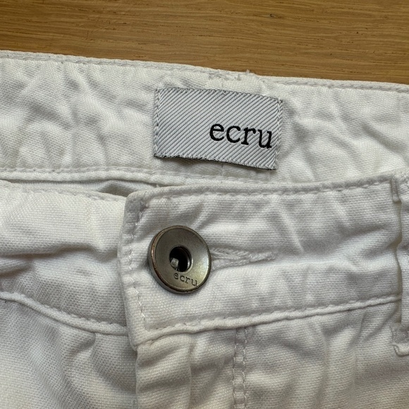 Ecru Cotton Blend White Pants Womens Sz 6 Buttons Ankle Straight Leg - Picture 9 of 12